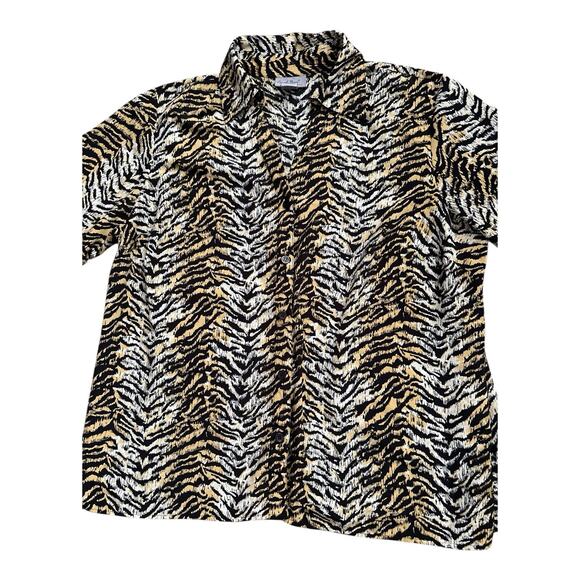 CORAL BAY Womens Plus Size 2X Animal Print Button Up Long Sleeve Shirt - Picture 3 of 7